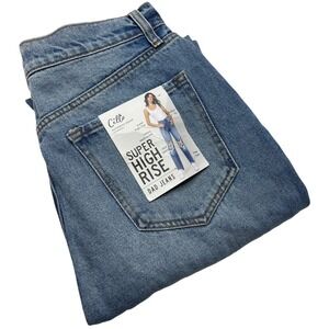 NWT Cello Jeans‎ Womens Sz 11/30 Super  High Rise Distressed Dad Destroyed Jeans